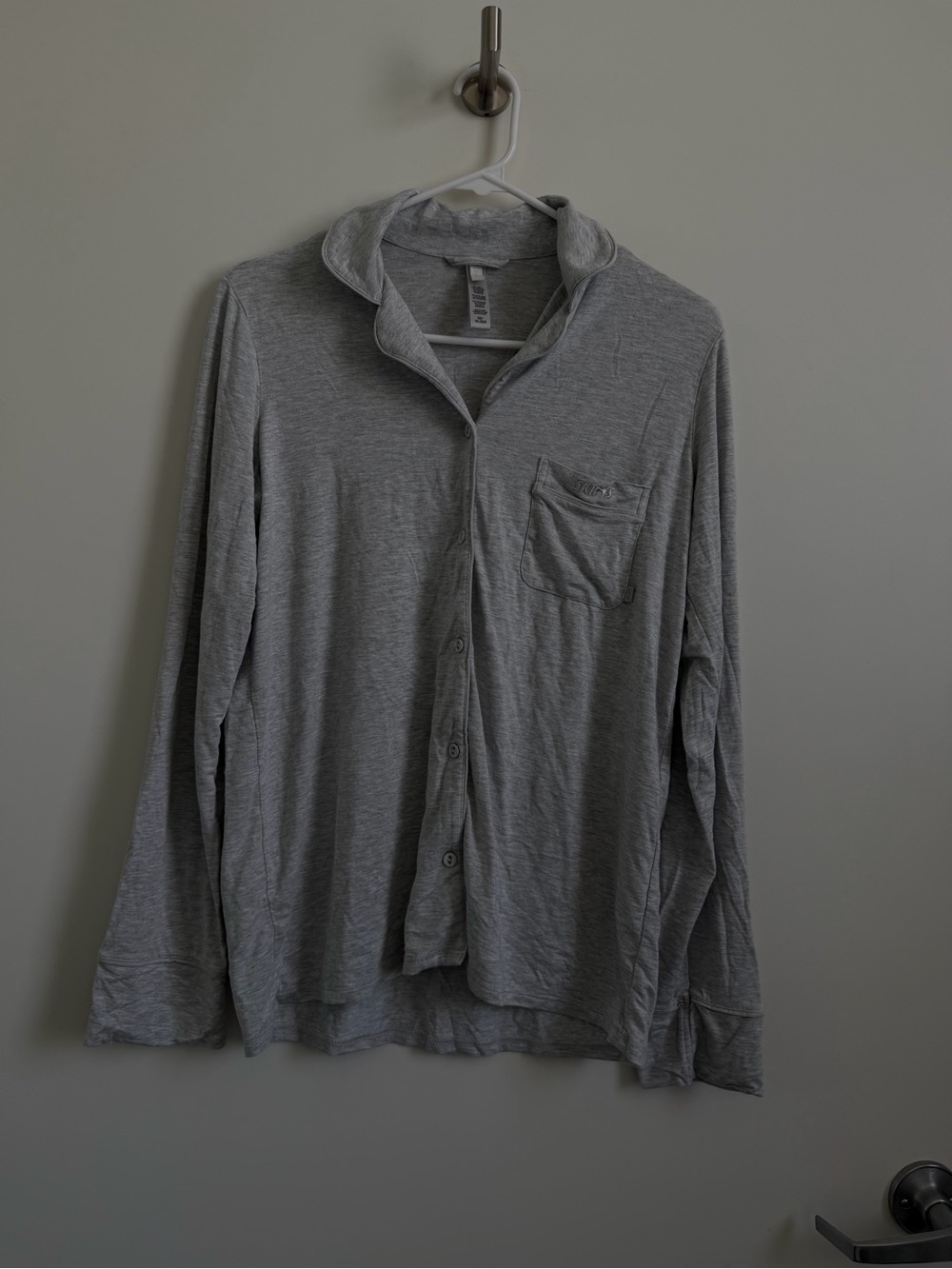 SKIMS Heather Gray Lightweight Button-Front Shirt Jacket